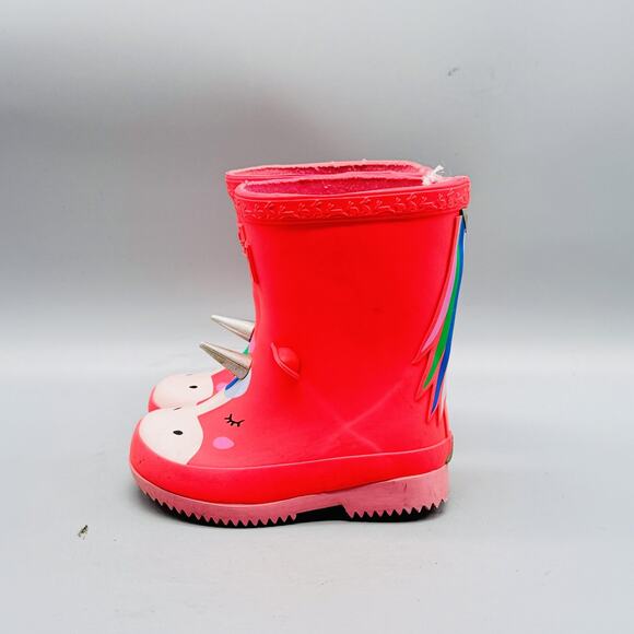 Joules Boots Kids Girl 6c Pink Baby Welly Print Unicorn 3D Horn Wellies Rain - Picture 5 of 13
